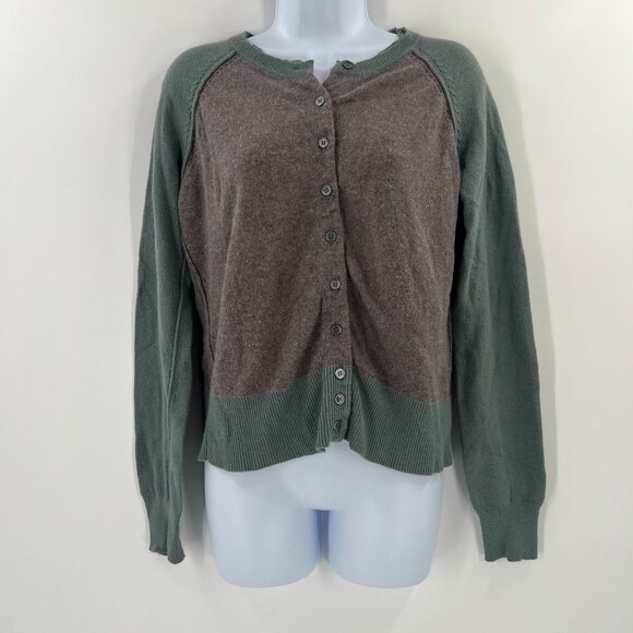 Jigsaw Women Size Medium Two Tone Cotton Cashmere Angora Blend Cardigan Sweater - Picture 1 of 9